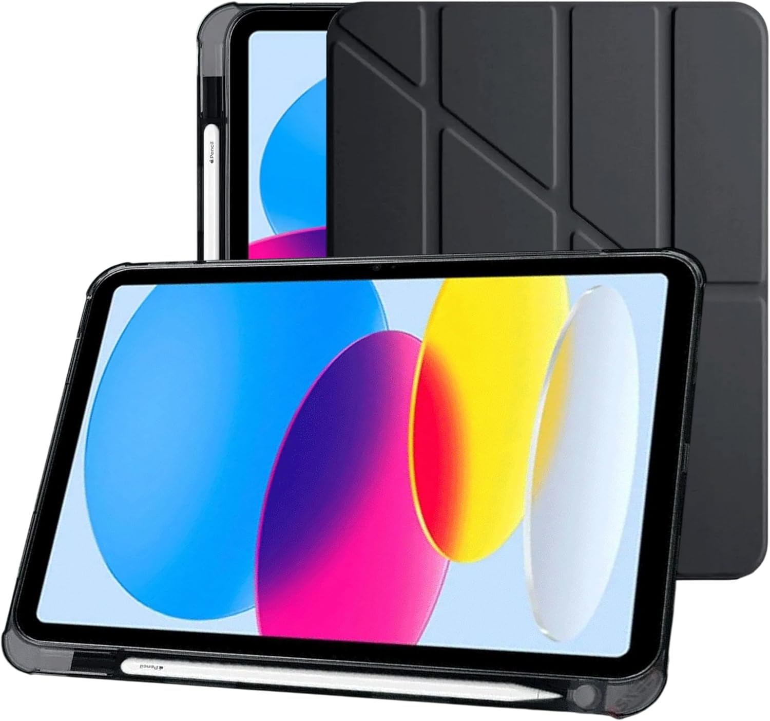 iPad 10.9 inç 2022 10. Nesil Uyumlu Smart Kılıf, Pencil Kalemlikli, Trifold, Esnek, Mat, Darbeye Tam Dayanıklı Tablet Kılıfı (Siyah)