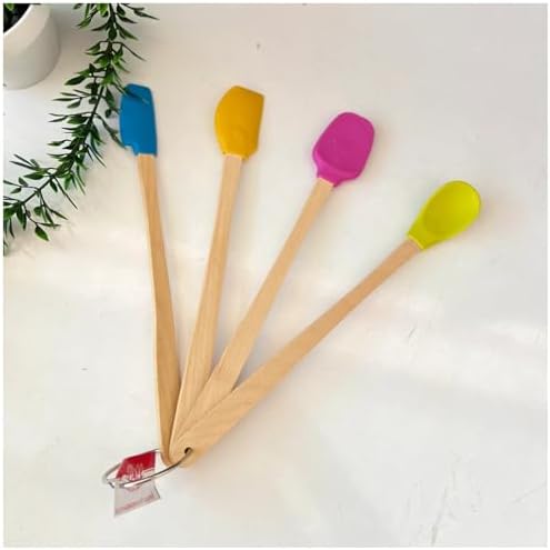Alternative view of 4'lü Silikon Metal Kancalı Set - Ahşap Saplı, Dayanıklı Spatula ve Mutfak Servis Seti