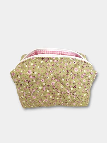 Makyaj Çantası | Makeup Bag | Kapitone Bakım Seyahat Kozmetik Çantası (Yeşil)
