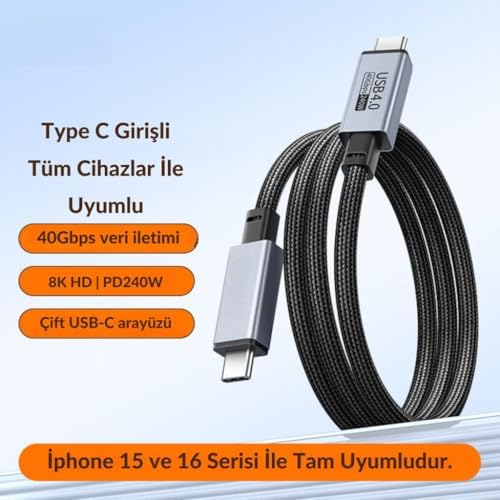 Alternative view of 1Mt E-Marker Çip Thunderbolt USB4.0 PD 240W Şarj Kablosu 8K 60hZ Görüntü Aktarım 40Gbps