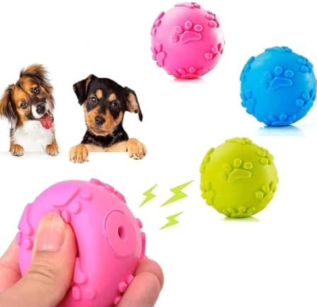 Alternative view of 3 Adet Pati Desenli Köpek Isırma Topu, Küçük Boy At Getir Top, Köpek Oyuncağı