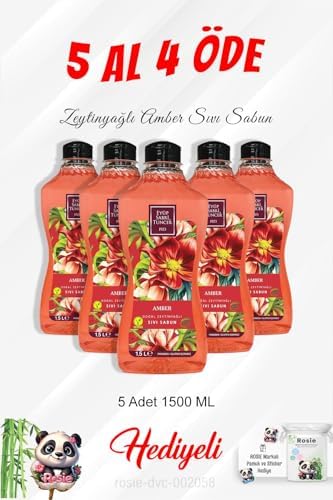 Zeytinyağlı Sıvı Sabun 1500 ML 5 Al 4 Öde ve Rosie Pamuk