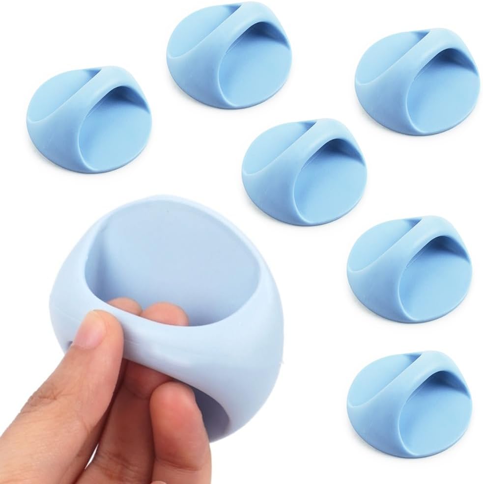 6 Adet Çok Amaçlı Kendinden Yapışkanlı Sürgülü Kapı Açma Kolları Dolap Çekmece Kabin Plastik Kulp, Tuvalet Kapağı Açma Kolu, Mavi