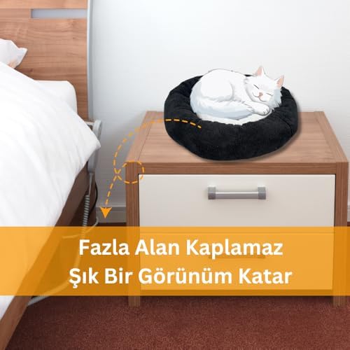 Alternative view of Beylini Kedi Köpek Yatağı Peluş Kumaş Minderli Konforlu Oyun Uyku Alanı Yatağı 50x50 (Siyah)