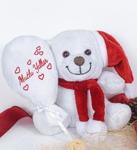 Alternative view of Baba,Yılbaşı,20-25 cm Pelüş, 20 cm, Atkılı Balonlu Tedy,Yumuşak, Sevgiliye Hediye,Ayı,Peluş Ayıcık,Plush Toys,Oturan ayı,Ofis Hediyesi (NoelBeyaz)