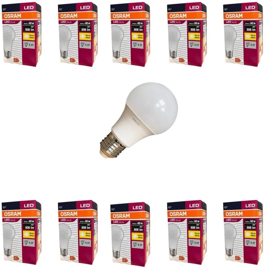 Alternative view of LEDValue 8.5W E27 LED Ampul | 2700K Sarı Işık, 806 Lümen, 60W Eşdeğer | Enerji Tasarruflu Ampul – 10'lu Paket