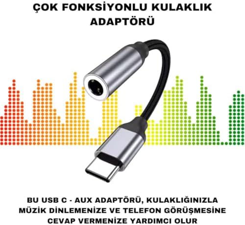 Type-C To 3.5mm Aux Dönüştürücü Type-C To 3.5mm Kulaklık Dönüştürücü Ses Dönüştürücü Kablo