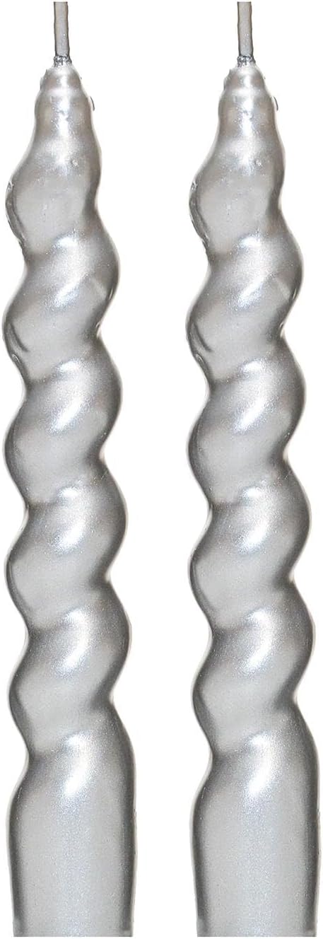 Yılbaşı 2'li Twirl Glow Gümüş Şamdan Mum Seti (18 cm)