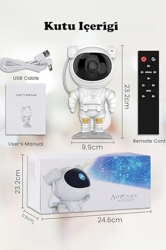 Alternative view of Yıldız Projektör Astronot Işıklı Kumandalı Galaksi Samanyolu Projeksiyon Gece Lambası