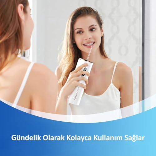 Şarj Edilebilir Taşınabilir Ağız Duşu 280ml Diş Protez Bakım Cihazı Gündelik Kullanım