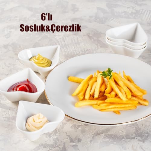 15689 6lı Kalpli Sunumluk Kase Mini Çerezlik Şekerlik Reçellik Sosluk Çerezlik Kase Seti