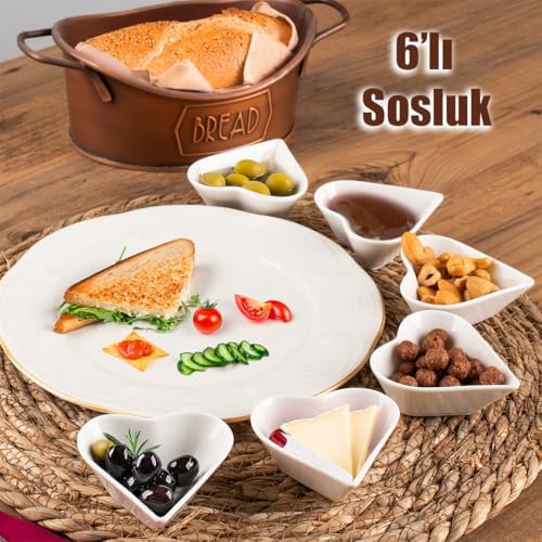 Alternative view of 15689 6lı Kalpli Sunumluk Kase Mini Çerezlik Şekerlik Reçellik Sosluk Çerezlik Kase Seti