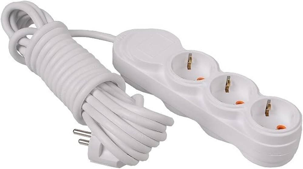 Alternative view of 3lü 2 Metre Grup Priz Uzatma Kablosu, Çocuk Korumalı, Klemensli Topraklı Priz - 3500 Watt, 16 Amper, 250 Volt, Beyaz Renk (2 metre)