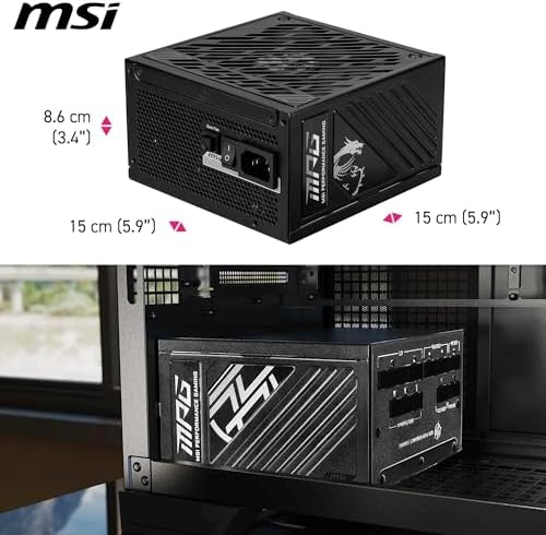 Alternative view of MSI MPG A850GS PCIE5 850W 80+ GOLD ATX 3.1 PCIE 5.1 2X 12V-2X6 POWER SUPPLY
