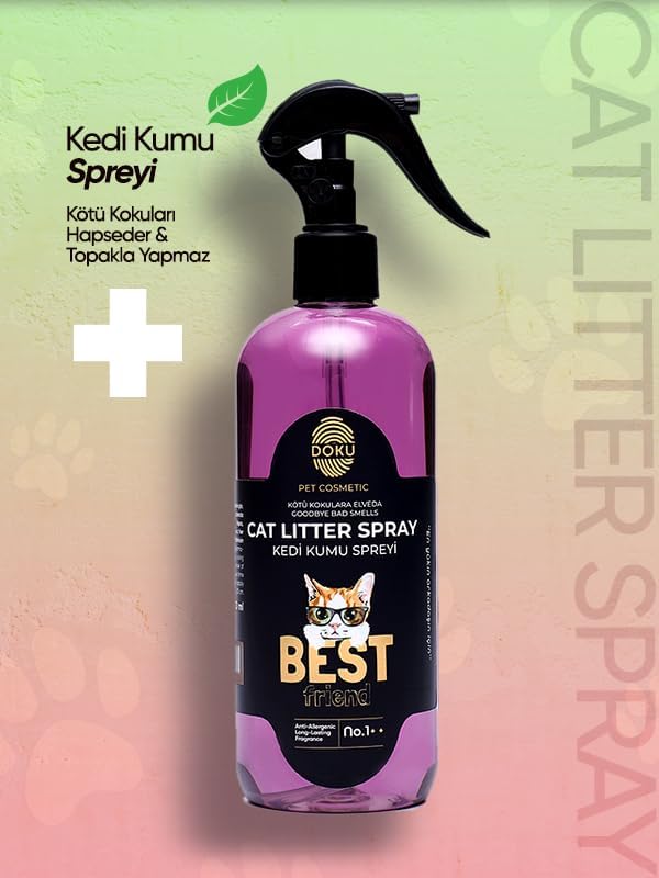 Doku Pet Cosmetic Kedi Kumu Spreyi 400 ml | Topaklanma Yapmayan Kedi Kumu Koku Giderici Sprey