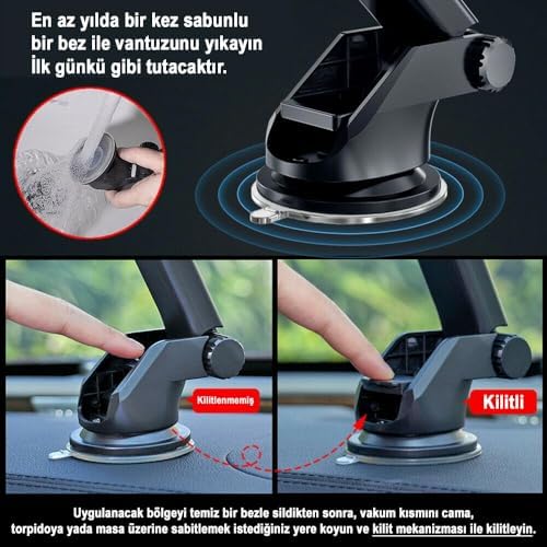 Alternative view of MT95 Araç İçi Telefon Tutucu 3ü1 Arada Orta Konsol - Ön Cam ve Havalandırma Çıkışı