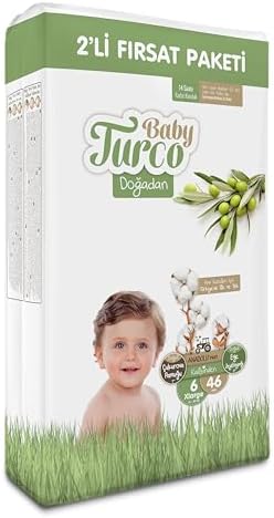 Alternative view of Baby Turco Doğadan 2'li Fırsat Paketi Bebek Bezi 6 Numara Xlarge 46x3 (138) Adet