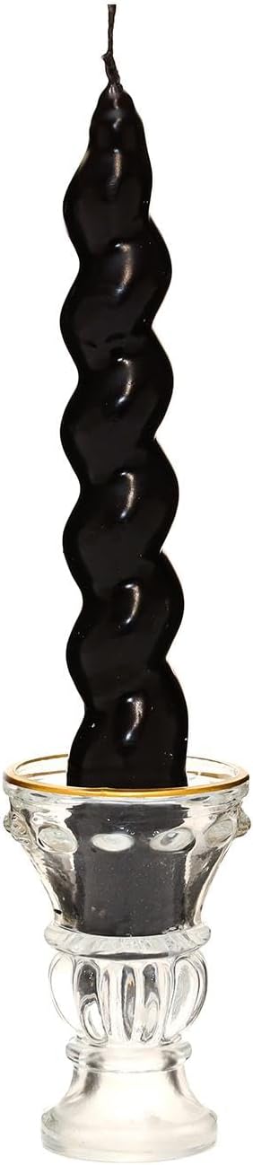 Alternative view of Yılbaşı 2'li Twirl Glow Siyah Şamdan Mum Seti (18 cm)