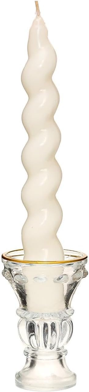 Yılbaşı 2'li Twirl Glow Beyaz Şamdan Mum Seti (18 cm)
