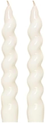 Alternative view of Yılbaşı 2'li Twirl Glow Beyaz Şamdan Mum Seti (18 cm)