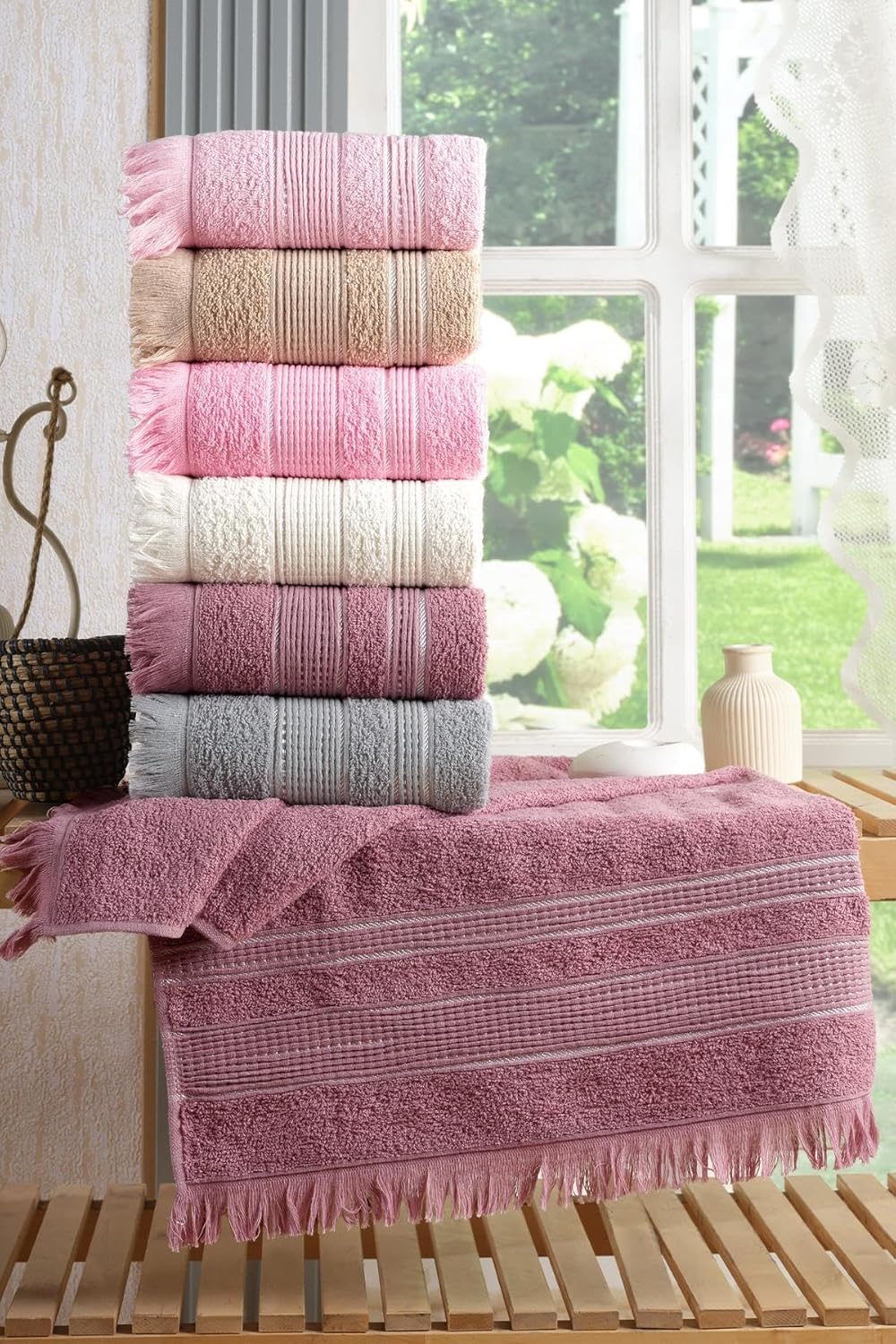 Shiny 6'lı 50x90 cm El&Yüz Havlu Seti Pembe