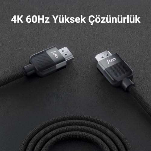 4K 60Hz 18Gbps HDR ARC HDCP Destekli HDMI 2.0 Örgülü Kablo 1 Metre