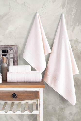 | 50x90-70x140 Cm 4'Lü Banyo Havlu Seti,%100 Pamuklu Havlu Takımı Krem