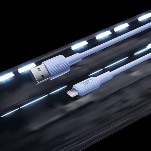 12W 2.4A USB-A to Lightning iPad İle Uyumlu Silikon Hızlı Şarj ve Data Kablosu Mavi 1 Metre