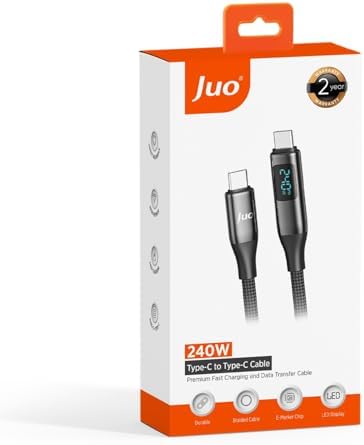 240W Dijital Led Ekranlı E-Mark Çipli PD 3.1 USB Type-C to Type-C Hızlı Şarj ve Data Kablosu 2 Metre