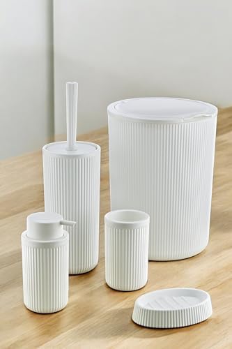 Alternative view of 5 Parça Lüx Plastik Banyo Seti 7 Litre Dokunmatik Çöp Kovalı, Antibakteriyel Fırça (Siyah-Gri) (BEYAZ)