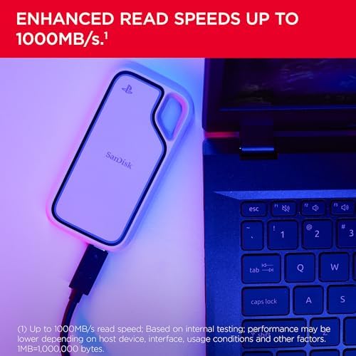 Extreme taşınabilir SSD Playstation 5 ve PC's 1 TB için, NVMe SSD performansı, 1000 MB/s'ye kadar okuma hızı, IP65 su ve toz koruması, düşme güvenliği, Discord Nitro 1 ay