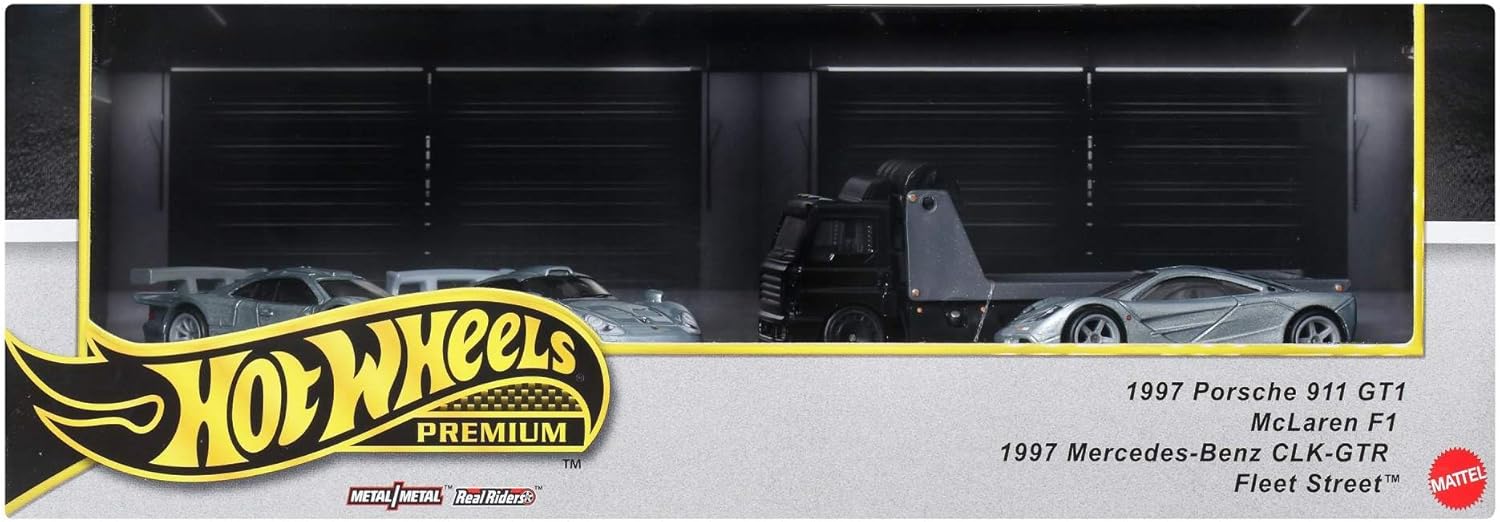 Premium Collector sergilenmeye uygun setler, 3 adet 1:64 ölçekli araba ve 1 adet 1:64 ölçekli Transport araç, Metal/Metal şasi ve Riders tekerlekler, JBM07
