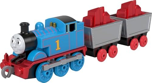 Thomas ve Arkadaşları oyuncak tren, birinci sınıf süslemeleri, 2 döner tekerlekli yük vagonu ve kırmızı kristal kargosuyla Mattel'in 80. Yılı küçük metal lokomotif, JFV72