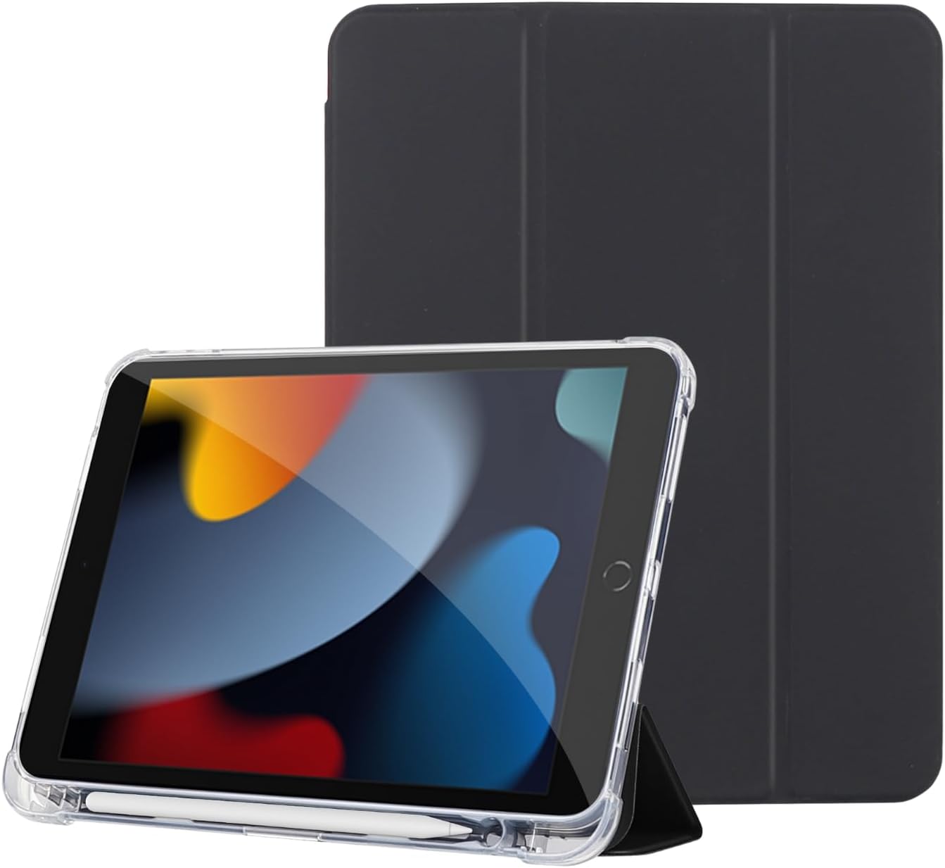 iPad 10.2 inç (2019/2020/2021) Modellerinin Tümüyle Uyumlu Uyku Modlu, Pencil Kalemlikli, Trifold, Esnek, Mat, Darbeye Tam Dayanıklı Smart Tablet Kılıfı (Siyah)
