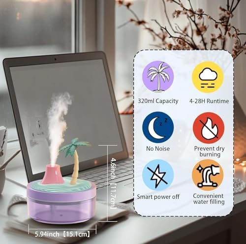 Alternative view of Manzara Temalı Hava Nemlendirici, 320ml Su Kapasitesi, USB Girişli, Sessiz Çalışma, Taşınabilir ve Dekoratif Tasarım
