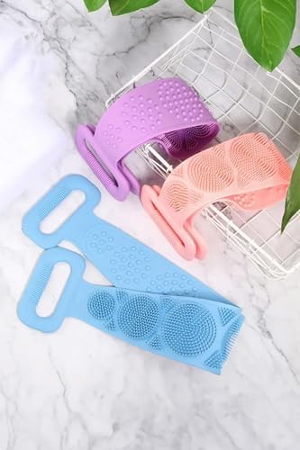 Alternative view of Çift Taraflı Banyo Sırt Kesesi Silikon Duş Lifi Fırçası 70 Cm