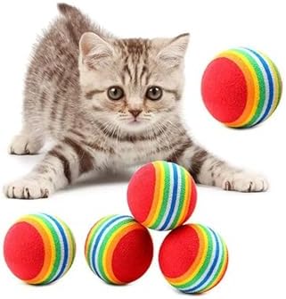 3 lü Gökkuşağı Sünger Kedi Köpek Çiğneme Oyun Topu 4,2 Cm Diş Çıkarma Interaktif Oyuncak