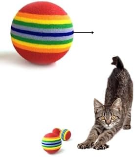 Alternative view of 3 lü Gökkuşağı Sünger Kedi Köpek Çiğneme Oyun Topu 4,2 Cm Diş Çıkarma Interaktif Oyuncak