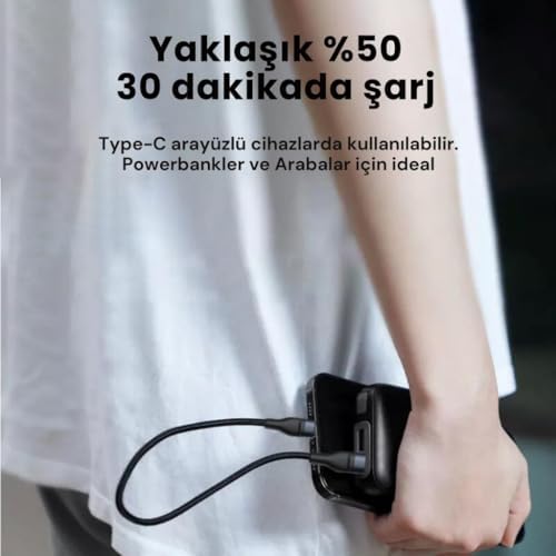 25CM 60W Süper Hızlı PD Type C to Type C Şarj Kablosu, Kısa Halat Örgülü Kopmaz Kırılmaz Kablo
