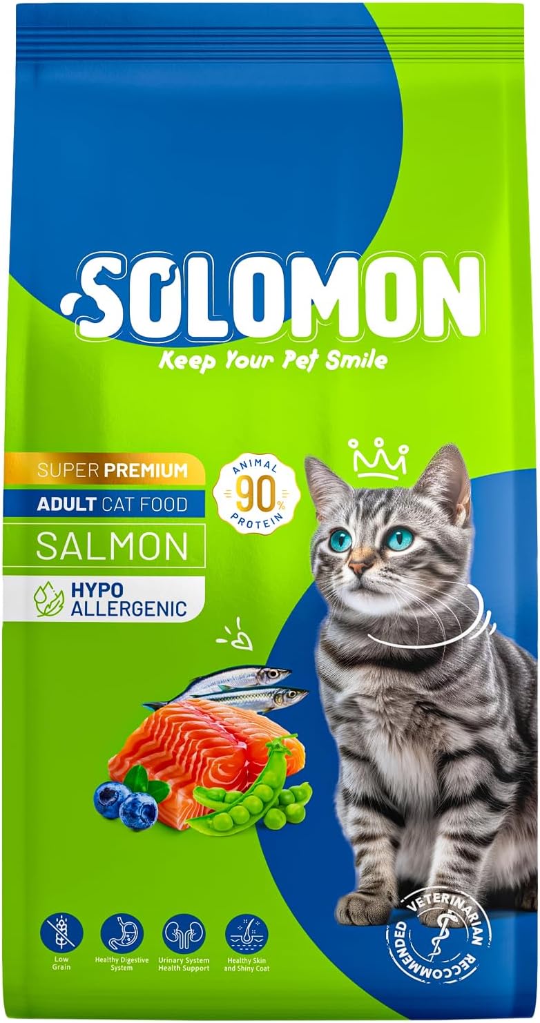 Alternative view of Solomon Yetişkin Somon'lu Süper Premium 9 Kg Somonlu Kedi Maması - Hipoalerjenik - Düşük Tahıllı - Yüksek Hayvansal Protein - Tüy Dökülme Engelleyici - Kolay Sindirilebilir - Kedi Maması