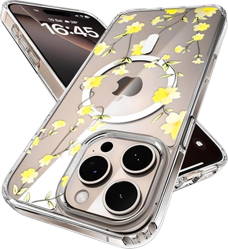15 Pro için Flower Serisi ile Uyumlu Göz Alıcı ve Şık Tasarımlı Çiçek Desenli Silikon Kılıf Kapak (Yellow, 15 Pro)