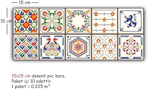 Alternative view of Kendinden Yapışkanlı Oyun Desenli Pvc, Yapışkanlı Kaplama, Çıkartması, Zemin Duvar Karosu 10x10 cm (20 Adet/0,20 m2)