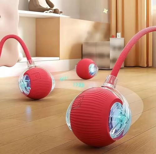 Akıllı Kedi Oyuncağı, Otomatik Yuvarlanan İnteraktif Top, Hareketli Kuyruk, USB Şarjlı, LED Işıklı, 3 Oyun Modu, Evcil Hayvanlar İçin Eğlenceli Oyuncak