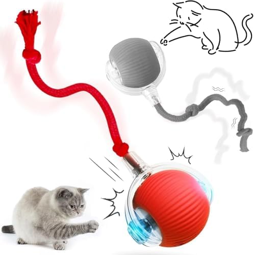 Alternative view of Akıllı Kedi Oyuncağı, Otomatik Yuvarlanan İnteraktif Top, Hareketli Kuyruk, USB Şarjlı, LED Işıklı, 3 Oyun Modu, Evcil Hayvanlar İçin Eğlenceli Oyuncak