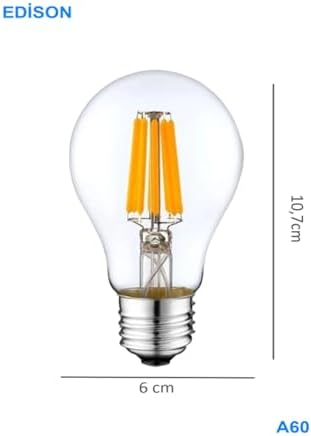 Rustik 4w A60 Led Filament Ampul E27 Sarı Işık Dekoratif Aydınlatma (3, Şeffaf Cam)