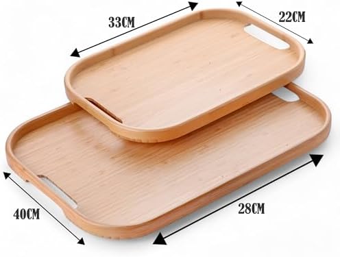 Alternative view of Dikdörtgen Bambu Servis Tepsisi, 2'li Set, 33x22 cm ve 40x28 cm | Dikdörtgen Bambu Tepsi