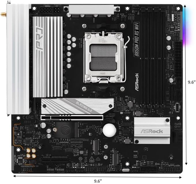 ASRock B850M Pro RS WIFI, mATX Anakart, AMD AM5, DDR5, 3x M.2 SSD, 4K 120 Hz, AMD EXPO, USB Type C