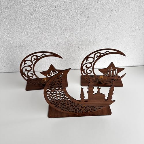 Alternative view of 3'lü Dekor Tealight Mumluk Ceviz Ramazan Ayına Özel