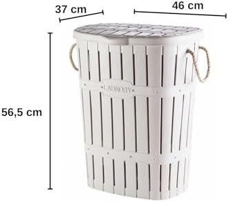 Alternative view of Kastamonu Plastik Bambu Halatlı Kirli Çamaşır Sepeti 65 L-BEYAZ