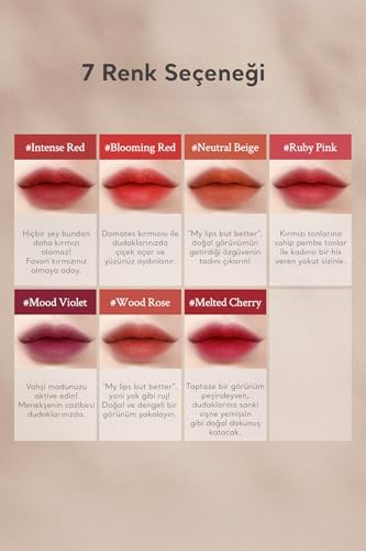 Viı Velvet Fit Lip Tint, Melted Cherry, 4,7g - Mat ve Kremsi Dudak Tinti
